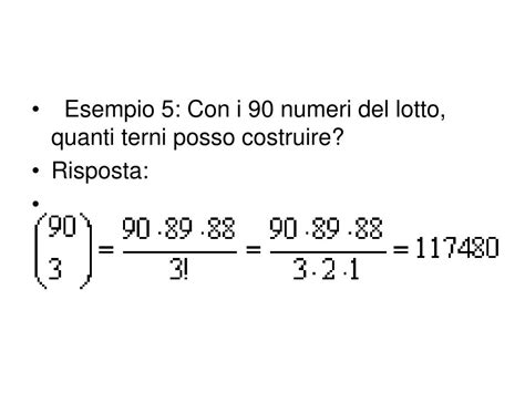 quanti terni con 5 numeri